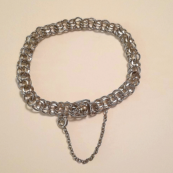 American Jewelry - VINTAGE📂 STERLING CHARM BRACELET DOUBLE LINK